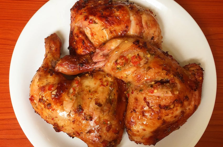 WITH PEPPERED CHICKEN